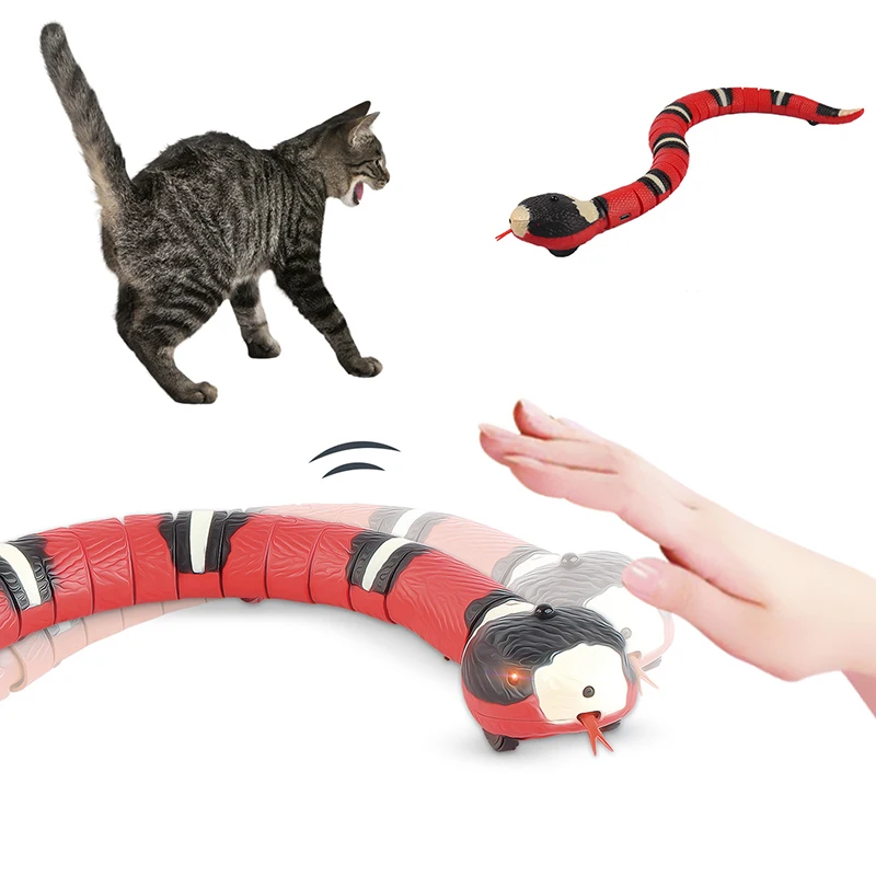 Automatic Cat Toys Interactive Smart Sensing Snake Tease Toys For Cats Funny USB Rechargeable Cat Accessories For Whosales Play