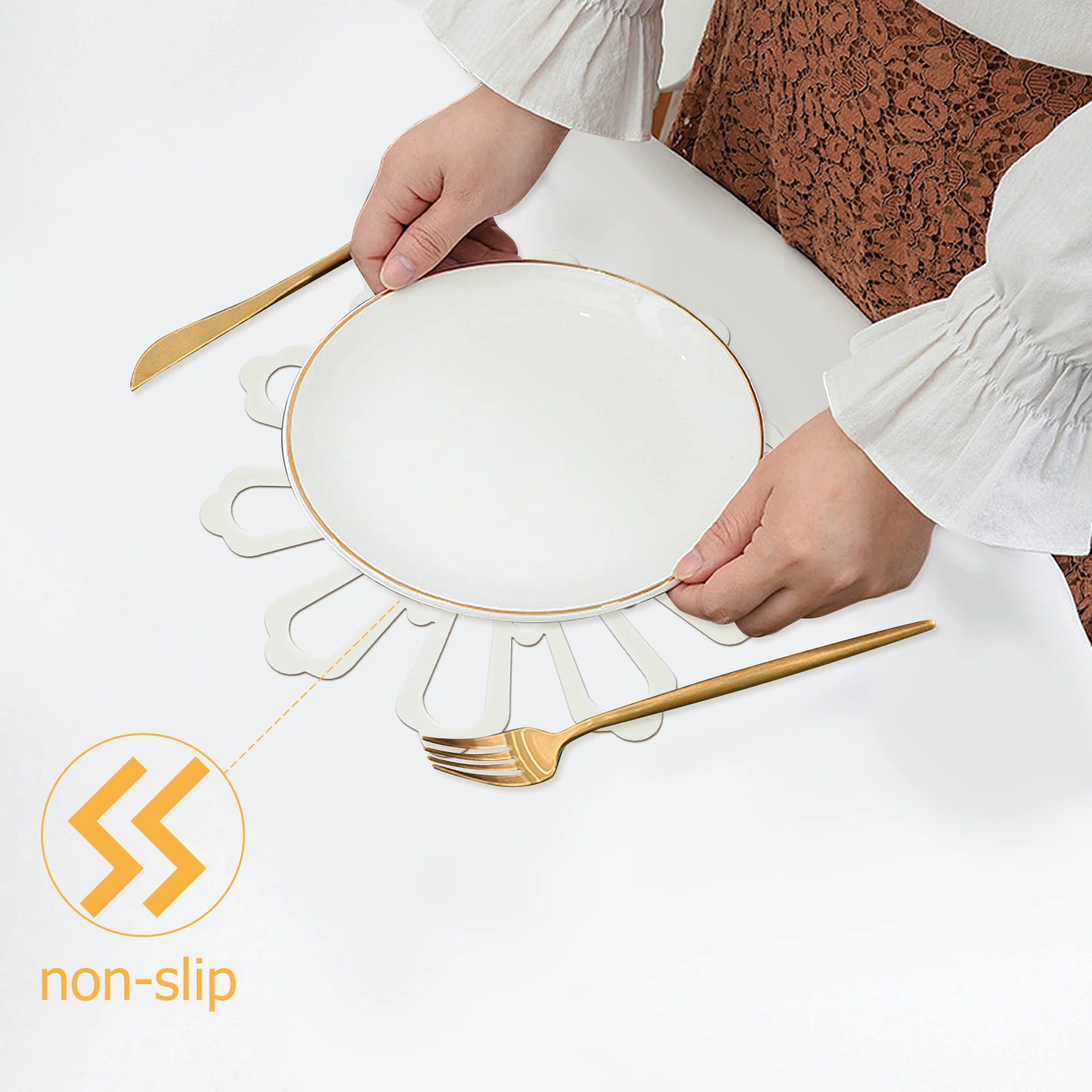 

3pcs Flower shaped Pot Holder Thickened Anti scalding Hollow Design Heat Resistant Table Mat Cup Coaster Insulation Pad