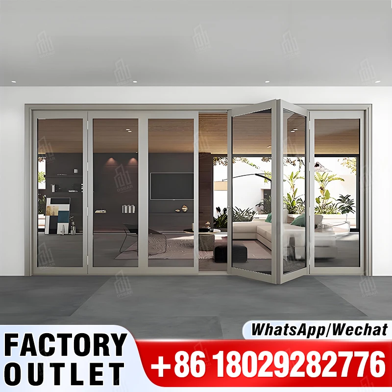 Puerta plegable de aleación de aluminio personalizada, puerta plegable de aleación de aluminio para balcón, puerta plegable de aleación de aluminio para interiores