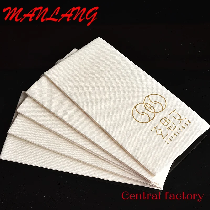 Custom  Square Wood Virgin Pulp 3Ply Printed Paper Tissue Napkins Custom Printed For Restaurant