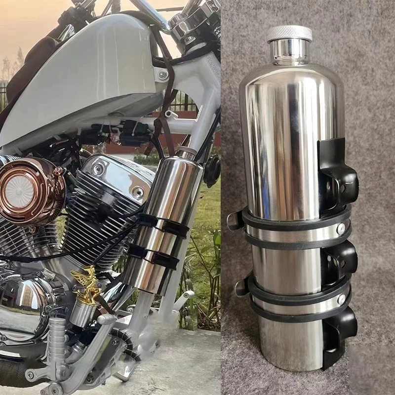 1.5L 304 Stainless Steel And Aluminium Alloy Fuel Tank Motorcycle Accessorie Cafe Racer Part Outdoor Vintage Gasoline Oil Bottle