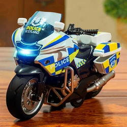 1:14 Alloy Pull Back Motorcycle Kids Toy Police Motorcycle with Light and Music Car Model Collection Childern Gift Inertial Car