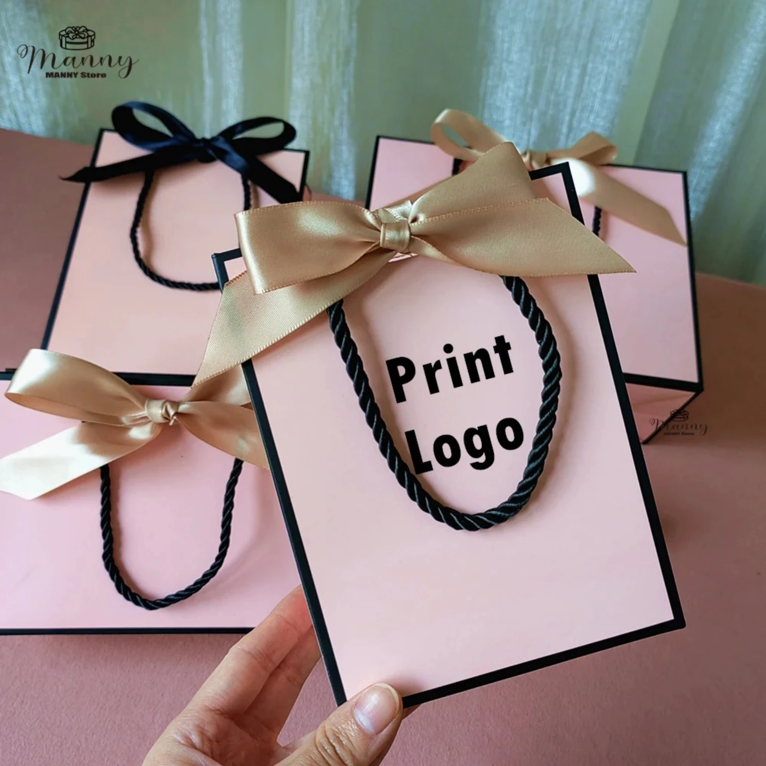 10 Stück benutzer definierte Logo Geschenk papier Paket Tasche für kleine Unternehmen Hochzeit begünstigt Valentinstag Geschenke Tasche Personal isierung Paket Taschen – Detail 4