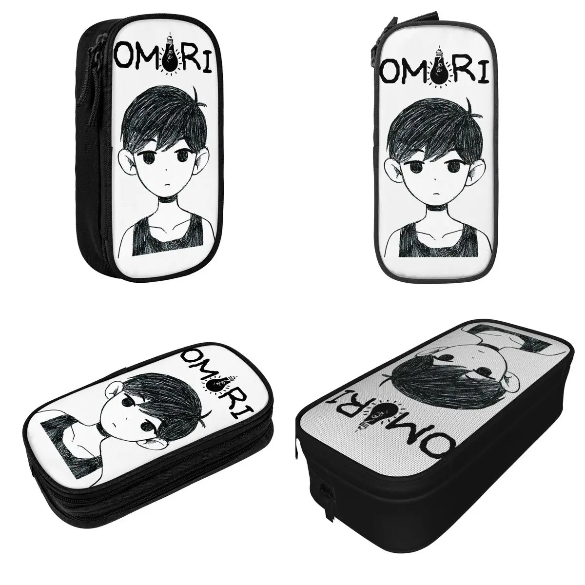 أبيض وأسود أوموري كاريكاتير ملابس مقلمة الريحان أوبري أنيمي ألعاب الفيديو القلم حقيبة طالب اللوازم المدرسية هدية قلم رصاص الحقيبة