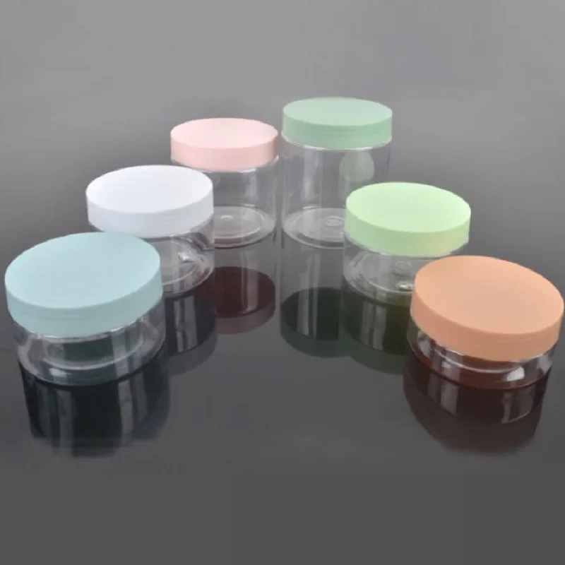 Cosmetic Jars Empty Clear Wide Mouth Bottle 68Dia. 50ml 100ml 120ml 150ml 200ml 250ml Screw Lid PET Container Plastic Cream Pots