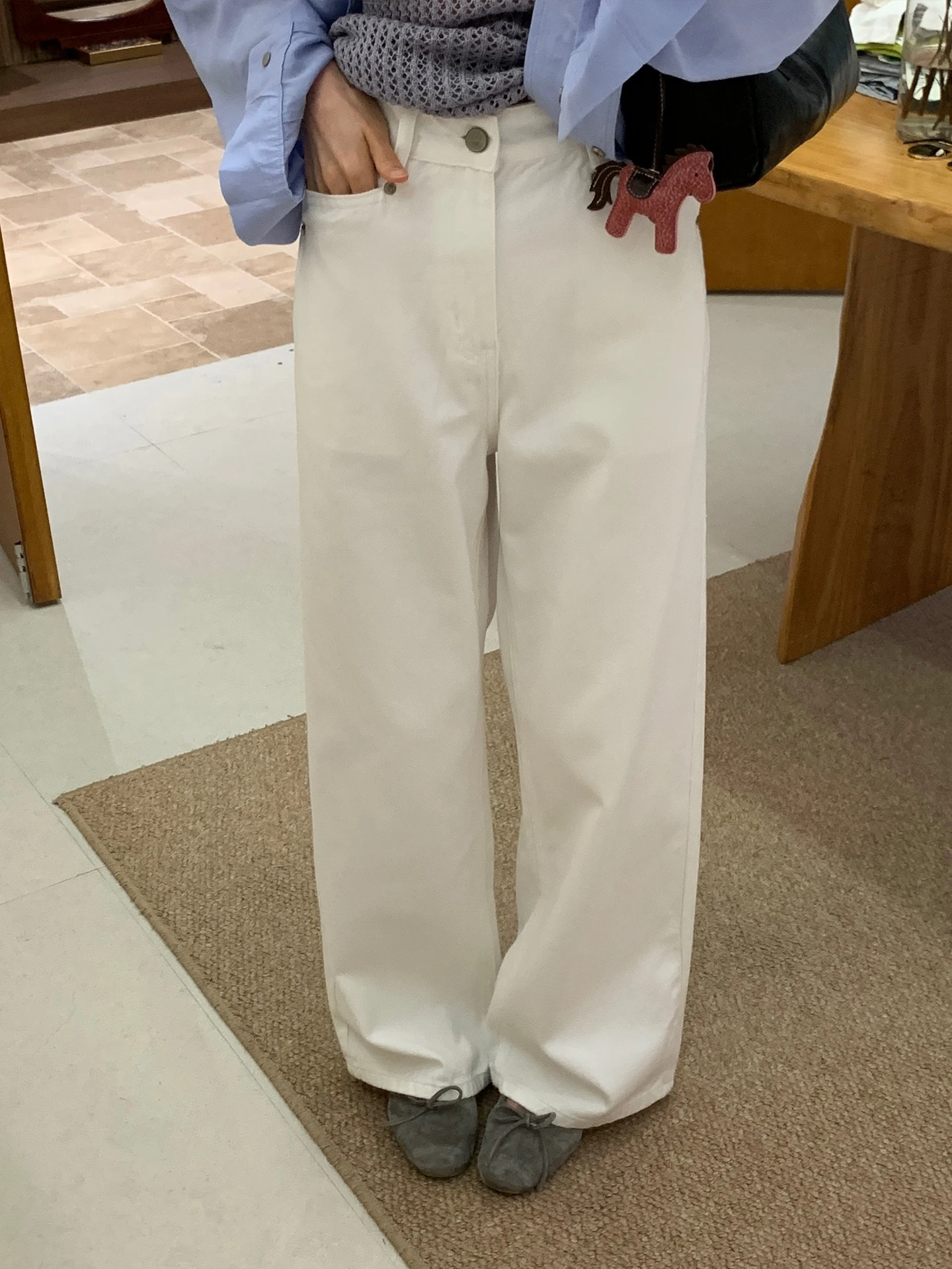 

High Waist Wide Leg Straight Cut Jeans Women's White Design Sensation Spring Summer New Style Versatile Slimming Long Pants