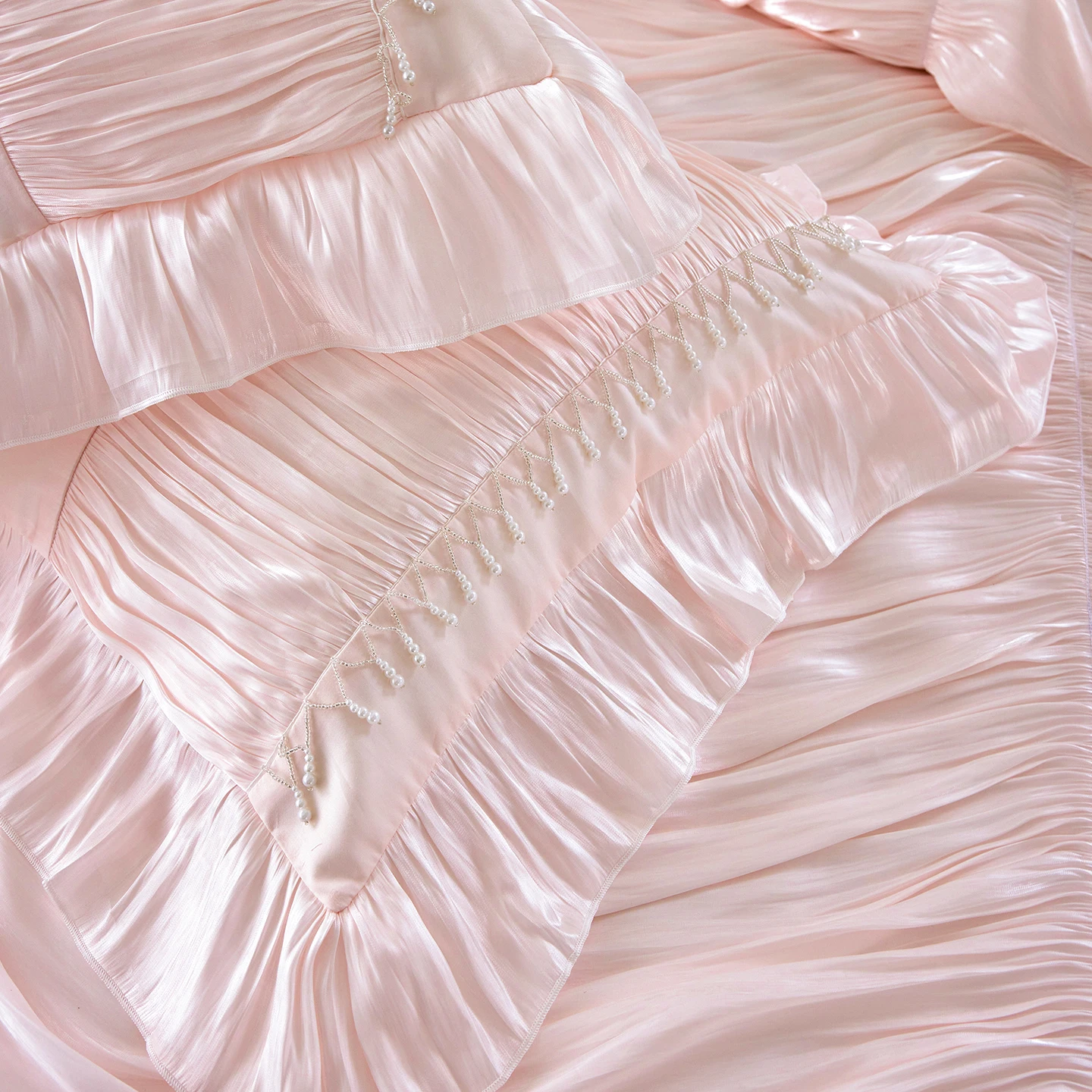 1000TC Egyptian Cotton Vintage French Palace Style Pleated Lace Ruffles Bow Bedding Set Duvet Cover Bed Skirt Pillowcases 4/5Pcs