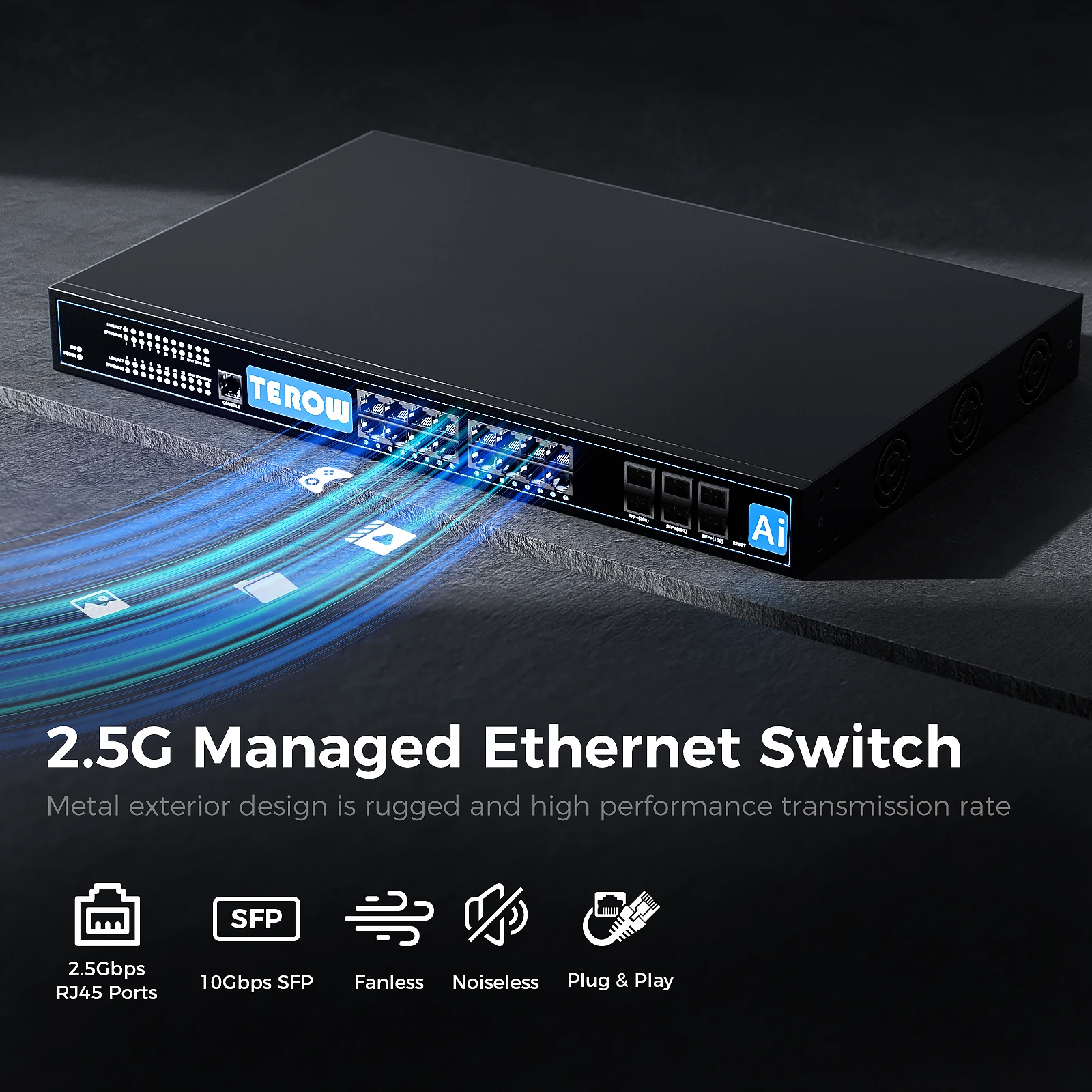 Imagem -03 - Switch de Rede Ethernet Gigabit 10 gb Portas Sfp 2.5g Suporte Dhcp e Roteamento Dinâmico Divisão e Porta Vlan Porta de Rede Terow-l3