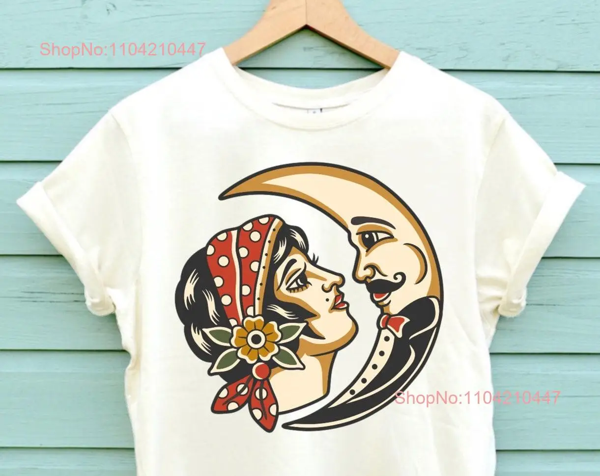 Traditional Moon T Shirt Aesthetic In Two Colours Ships Days long or short sleeves