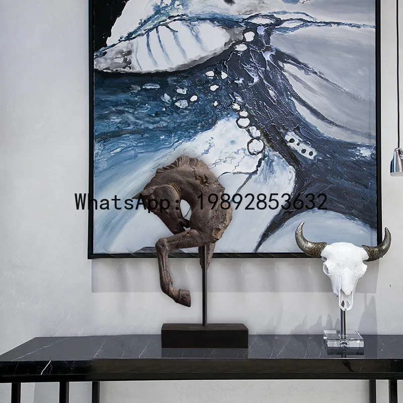 Resin Handicraft Make Old Horse's Head Artificial Animal Sculpture War Horse Statue Decorative Figurines Home Decoration