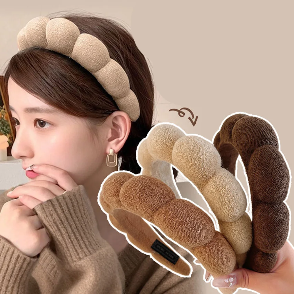 

Толстые повязки на голову с облаком для женщин и девочек, махровая ткань, пышные обручи для волос, повязки на голову, аксессуары для мытья лица, аксессуары для волос