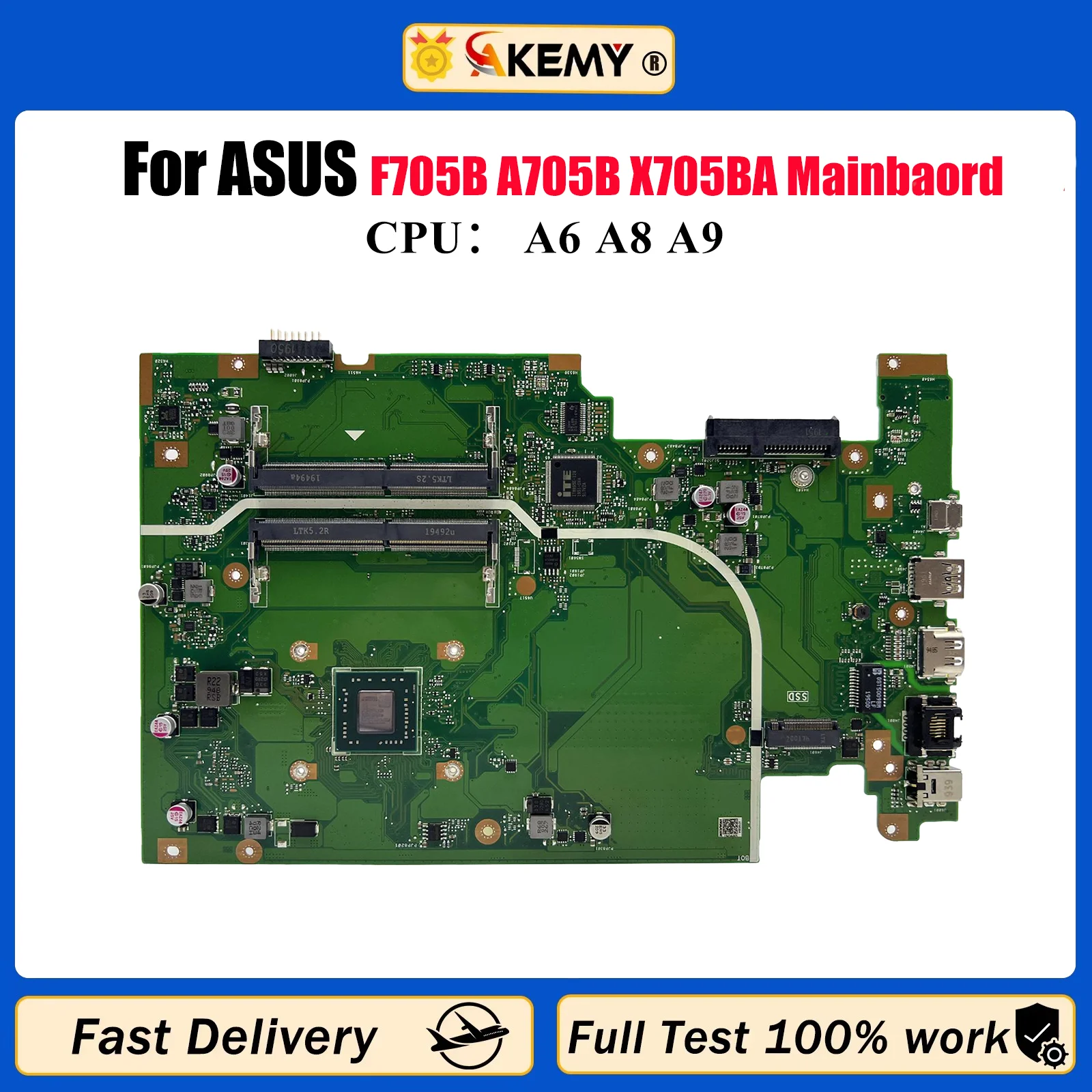 

X705BA Материнская плата для ноутбука ASUS VivoBook X705B F705B A705B X705BA Материнская плата для ноутбука с процессором A6 A8 A9 тест ОК быстрая доставка