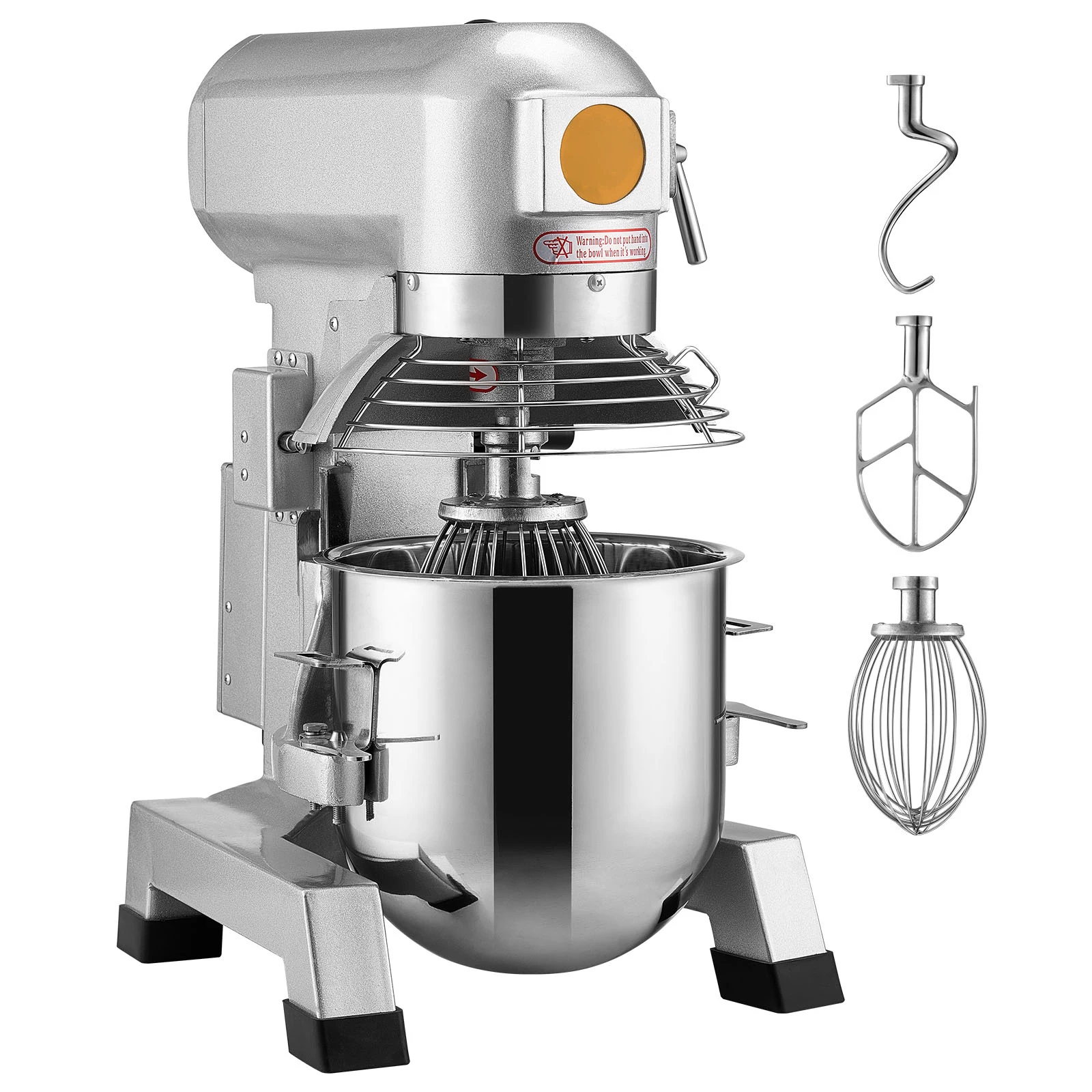 SucceBuy Mezclador de alimentos comercial Batidora de pie comercial con batidora de masa de 3 velocidades con tazón de acero inoxidable y 3 accesorios
