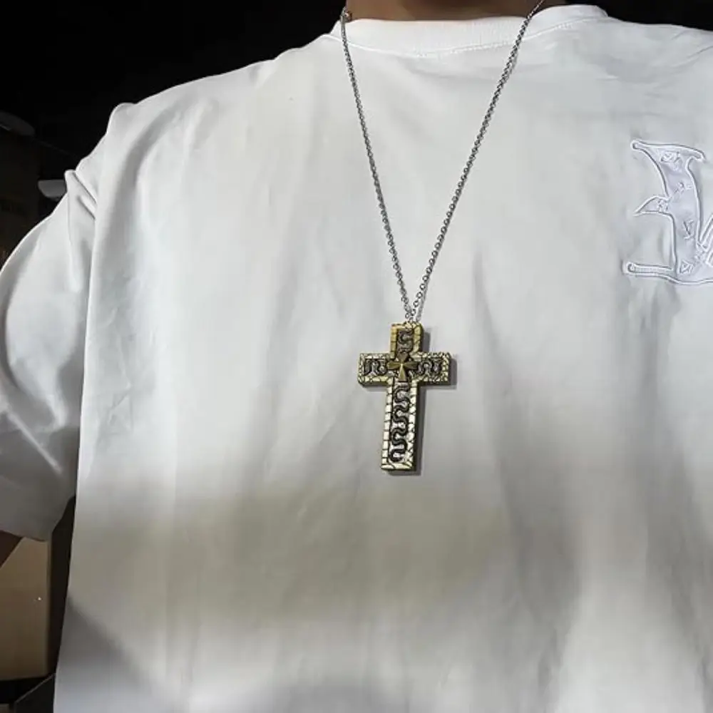 Nuovo design con scomparto segreto Ciondolo croce Ciondolo a catena apribile stampato in 3D Gioielli con ciondoli vintage in acciaio inossidabile