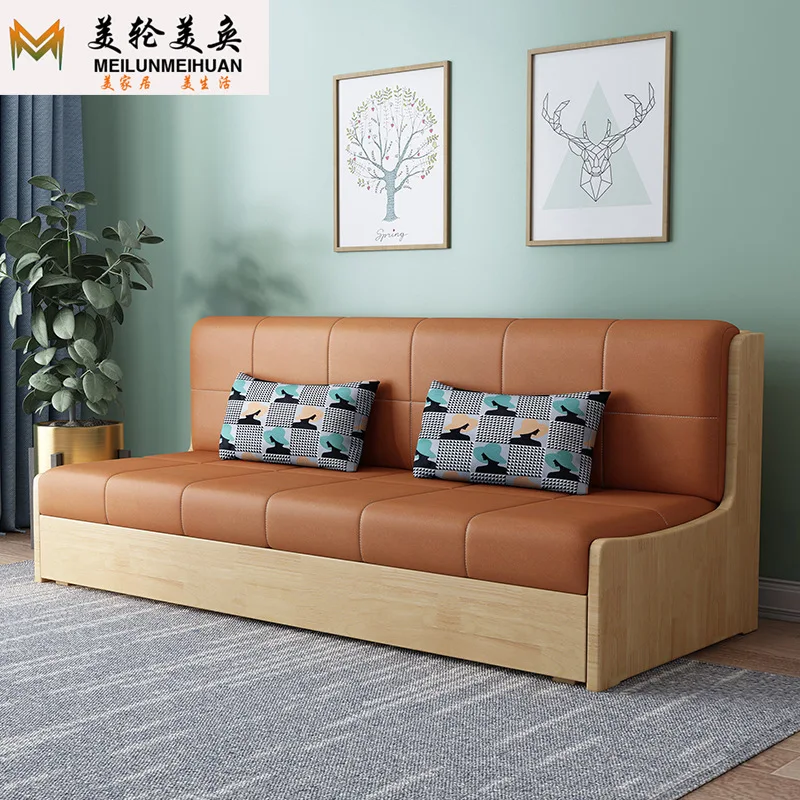 Technology fabric dual-purpose folding sofa bed small apartment living room simple modern rental room lazy telescopic small sofa