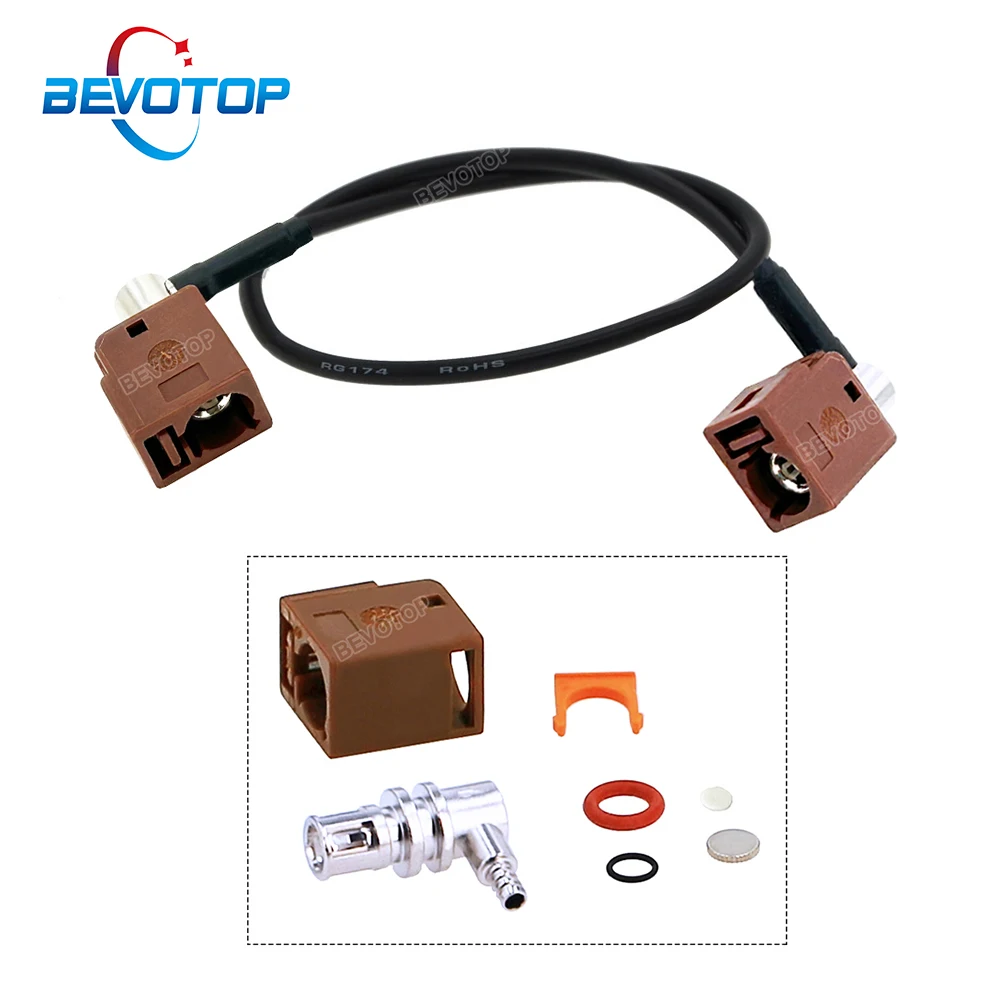 

BEVOTOP New Waterproof Fakra Cable Brow Code D Female Jack Right Angle R/A 90° to R/A 90° Connector Fakra Jumper RG174 Cable