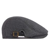 Simple Cotton Check Pattern Beret Retro Plaid British Style Woolen Beret Warm Peaked Cap Newsboy Hat Men