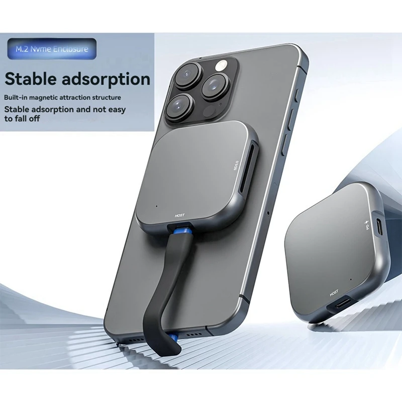 Magnetic 2230 M.2 NVMe SSD Enclosure USB3.2 10Gbps M.2 2230 NVMe Enclosure USB-C External Case PD 100W Fast Charger