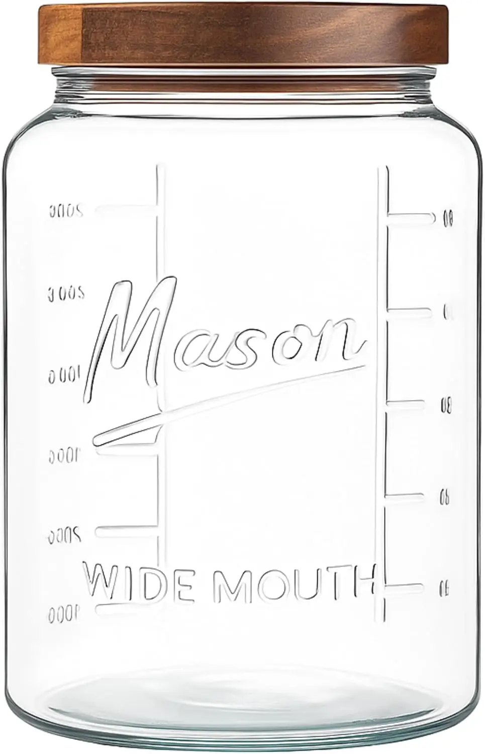 

Очень большая банка - стеклянная банка с широким горлом объемом 1 галлон с герметичной деревянной крышкой, контейнер для хранения продуктов с мерными отметками