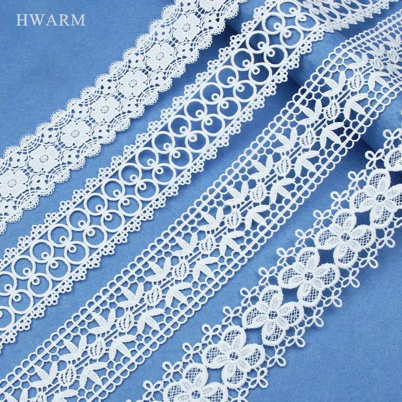 10yard Sewing Trimming Lace Fabric Ribbon Diy Wedding Decoration New White Bar Code Bilateral Water-Soluble Embroidery Dress