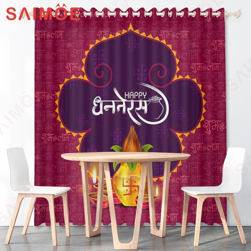 Southeast Classic Buddhist Curtains Background Lotus Patterns Thin Polyester Fabric Temple Custom Pictures Decorative with Hooks