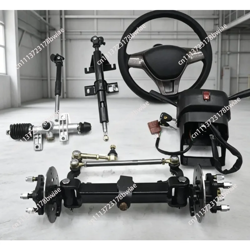 Electric four-wheeler front axle assembly dining car sightseeing car steering bridge disc brake front axle hand push flatbed