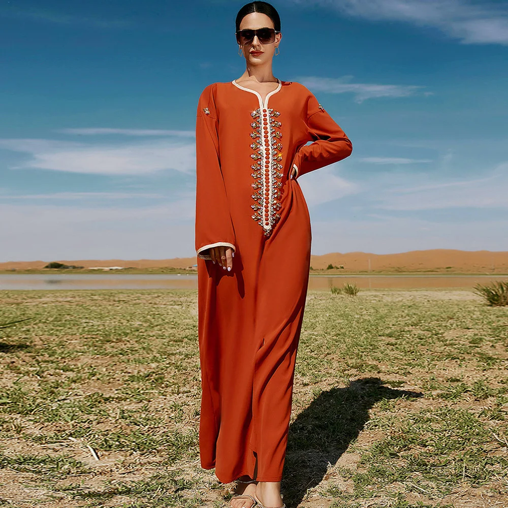 Dropshipping Loose Women\'s Fashion Dresses Dubai Eid Mubarak Large Size Robe Muslim Gift Turkey Pakistan Clothes Kaftan Jilbeb L