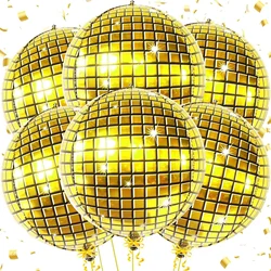 6 22 inch disco gold aluminum foil balloons, disco themed party and ballroom retro decorative balloons