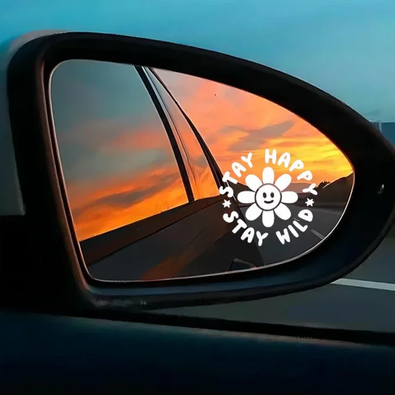 

1 шт. наклейка Stay Happy Wild Daisy, виниловая наклейка для автомобилей, ноутбуков, снаряжения — веселый аксессуар для любителей бохо и позитивных вибраций