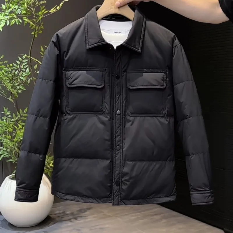 Short Versatile Cotton for Autumn and Winter New Solid Color Warm Casual Long-sleeved Jacket for Men