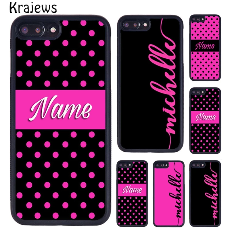 Krajews Pink Personalisd Monogram Custom Initials Phone Case For iPhone 16 15 14 plus 11 12 mini 13 Pro XR XS Max coque