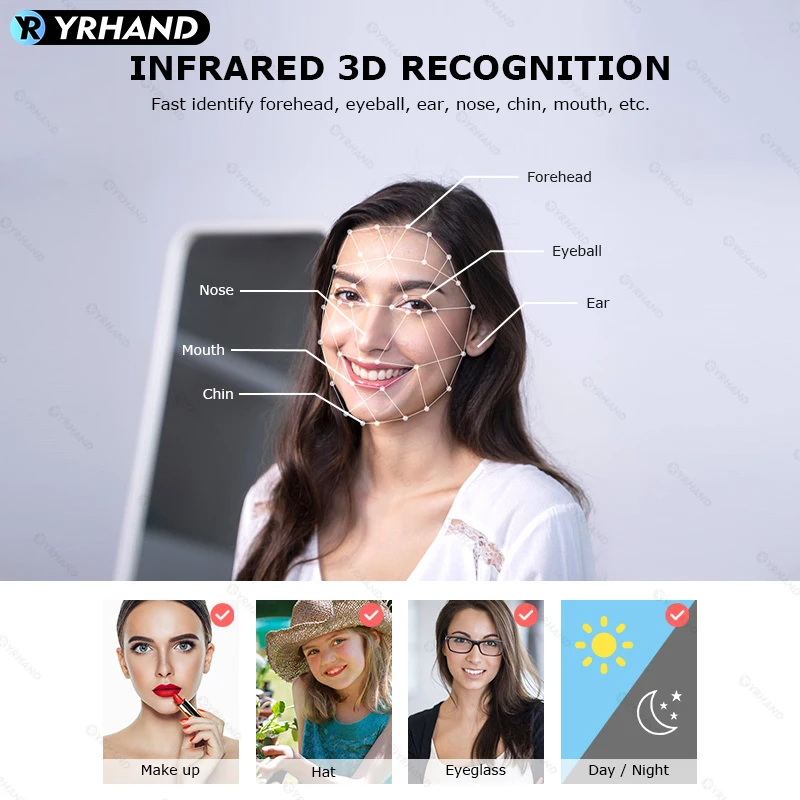 YRHAND V6 fechadura eletronico digital Tuya Wifi 3D Face Recognition Camera Keyless Smart Door Lock for Home