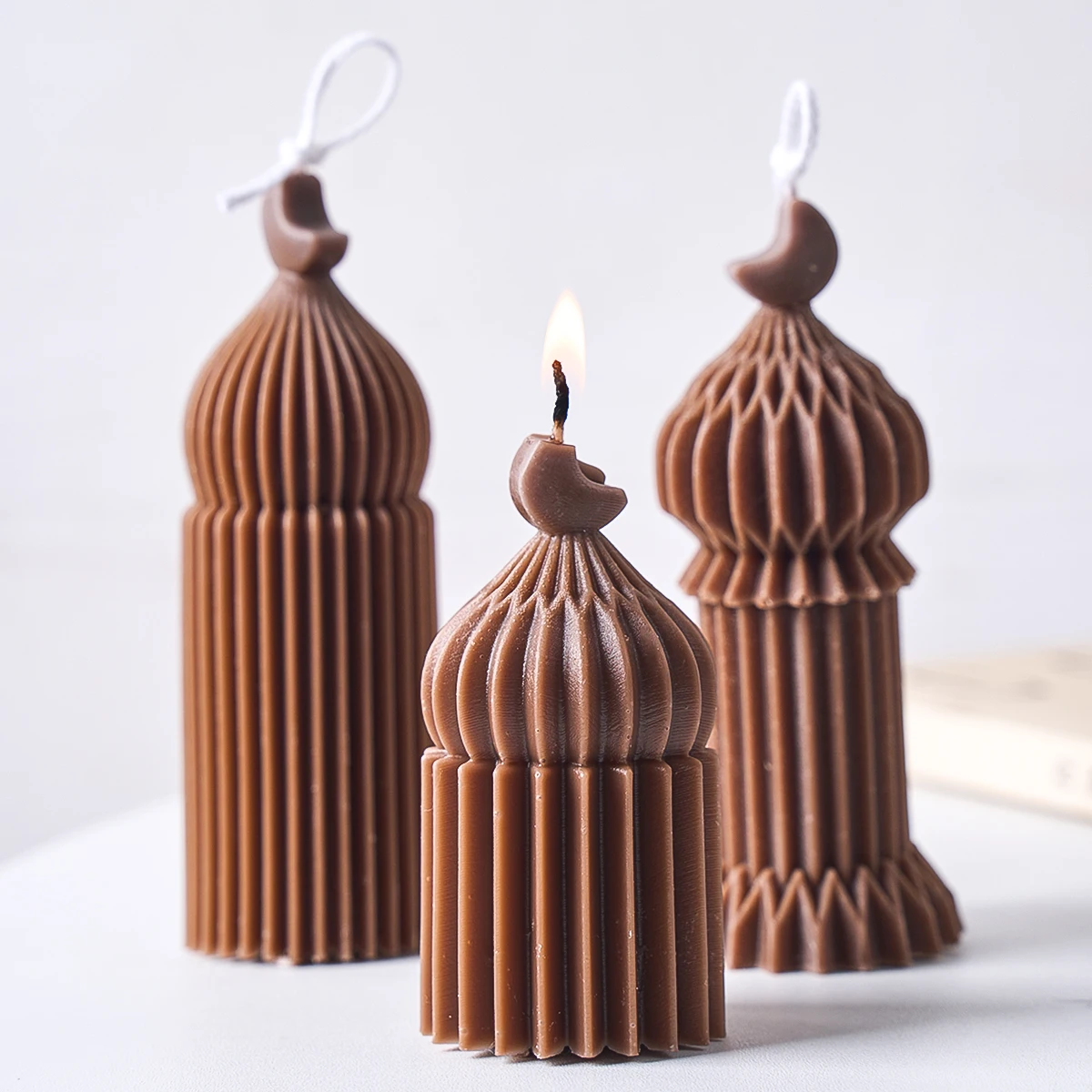 Ramadan Decor Candle Silicone Mold DIY Handmade Striped Castle Scented Candle Mold Eid Mubarak Ornaments Plaster Mold Home Deocr