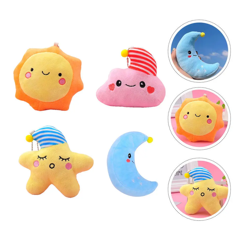 

Набор из 4 подвесок в форме звезды и луны для сумок, брелоков, рюкзаков, декоративных украшений, мультяшных держателей для ключей, подарочный аксессуар