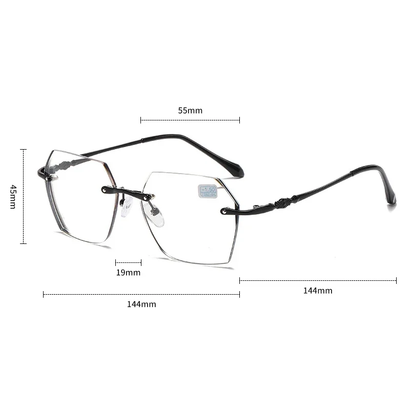 0 To -5.0 Photochromic Myopia Glasses Anti Blue Light Discoloration Flat Mirror Frameless Finished Prescription Grade Glasses