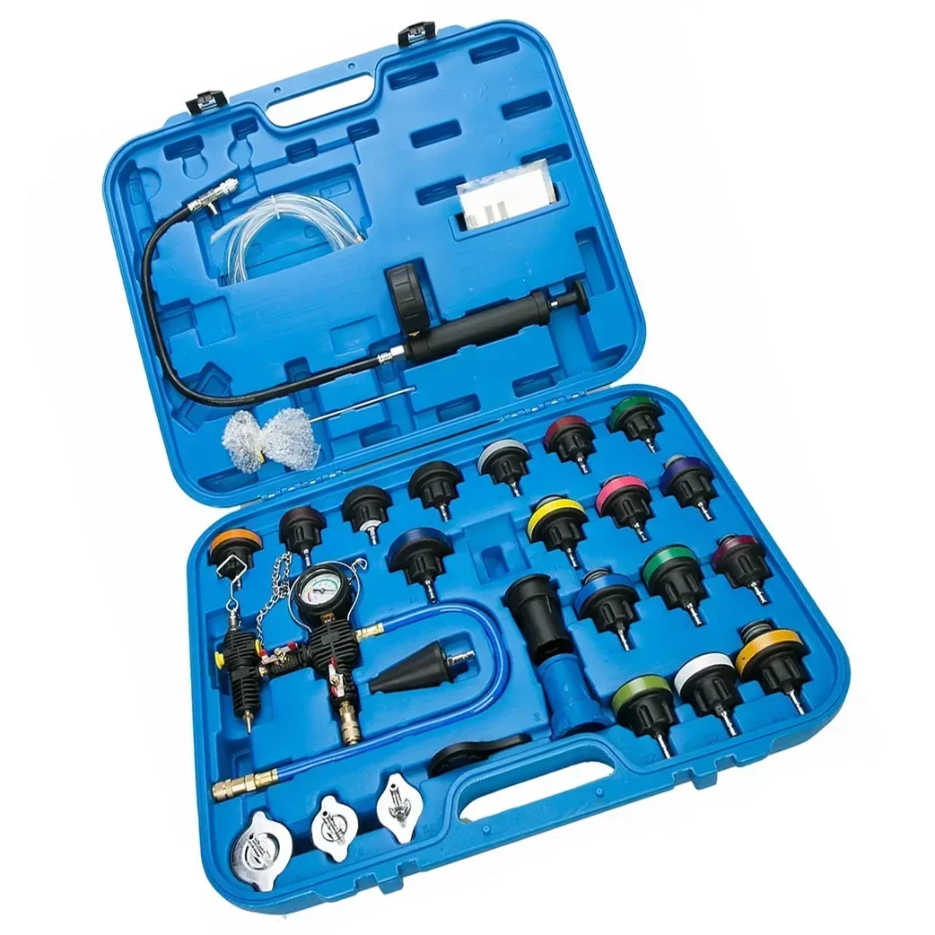 28 Pcs Universal Radiator Cap Pressure Tester Kit Cooling System Coolant Radiator Pressure Test Kit Water Tank Leak Detector