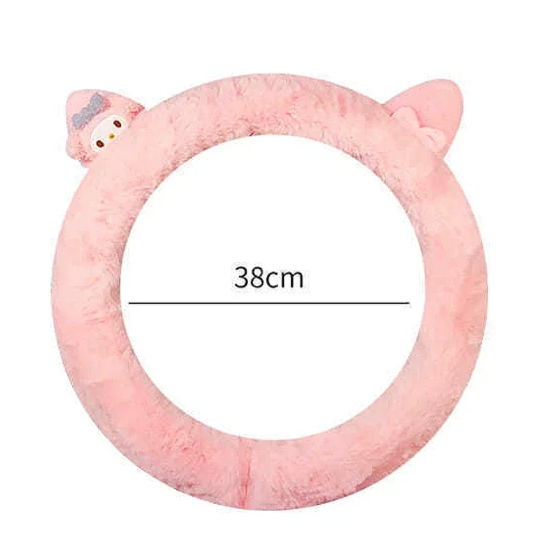 Sanrio Car Steering Wheel Cover Anime Kawaii My Melody Accessories Cartoon Car Warm Plush Handlebar Cover Cute Decoration Gift