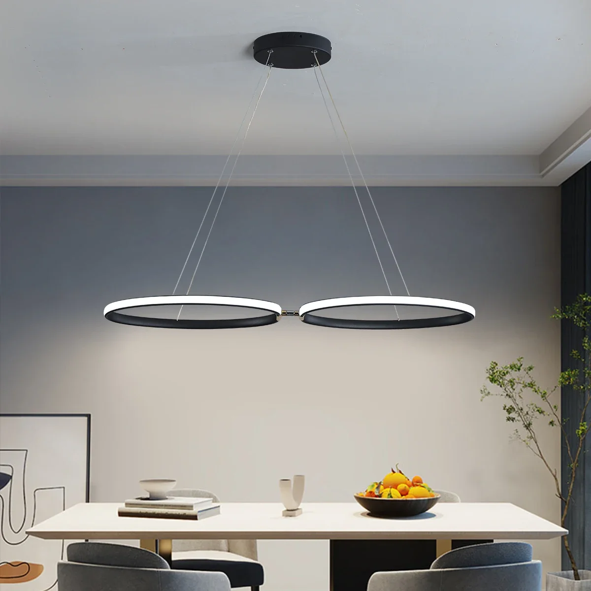 

Modern LED Pendant Light lustre Led Chandelier Kitchen Lighting Dining Room Bedroom Black Pendant Ceiling Lamp Alexa/APP/Remote