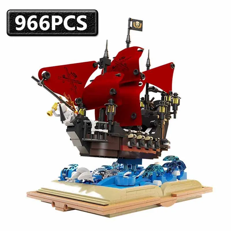

966PCS Magic Book Empress Sailboat Building Block Ornament Set Military Imperial Warship Model Modular AssemblyToys Adults Gift