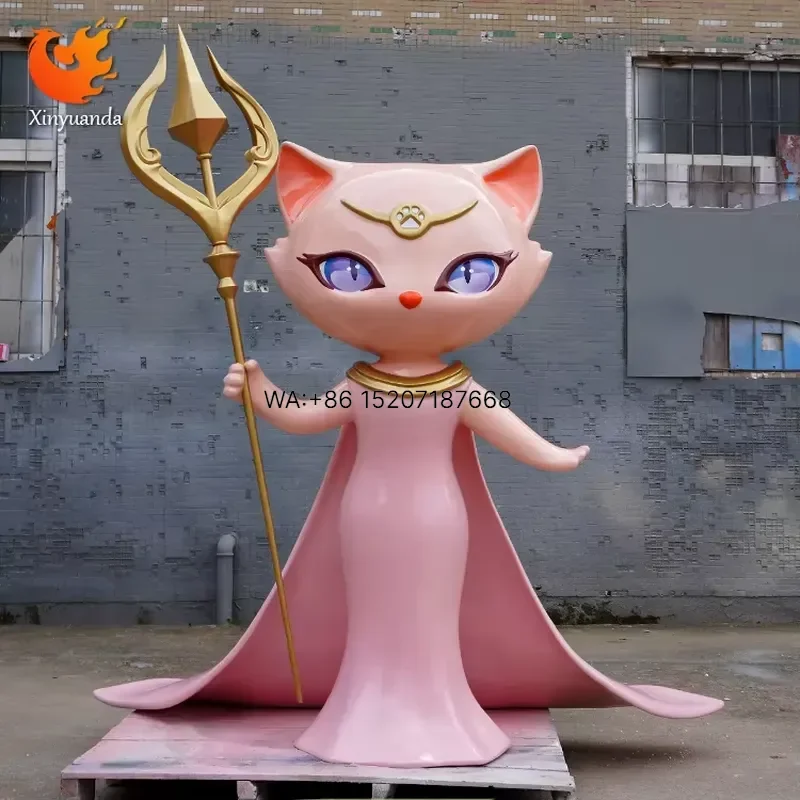 Wmwmnu Custom Cartoon Animal Store Door Decoration Ornaments Fiberglass Magic Cat Painted Sculpture Abstract Model
