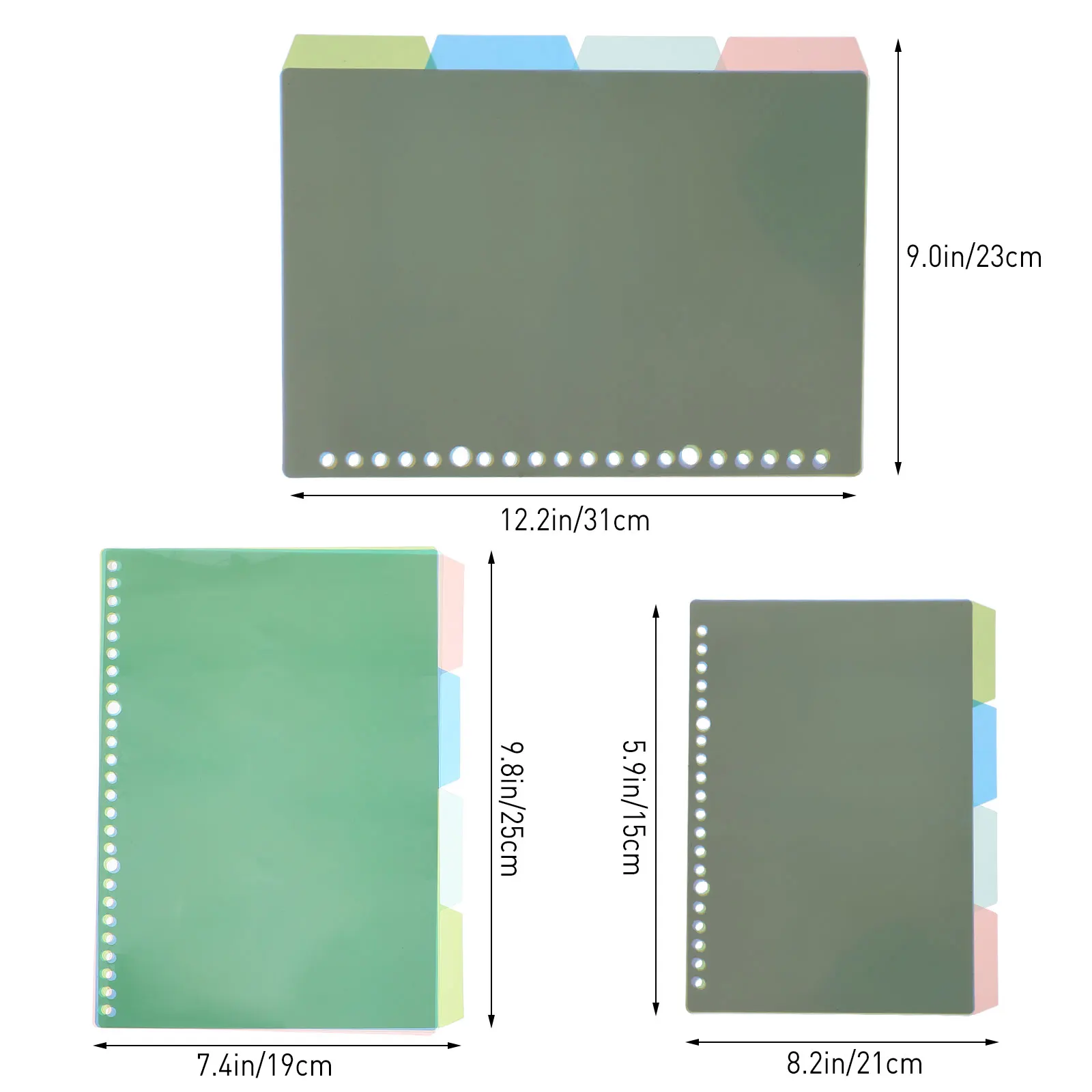 12 セットカラフルな PP ページディバイダースパイラルノートブックタブ分離交換挿入可能な分類