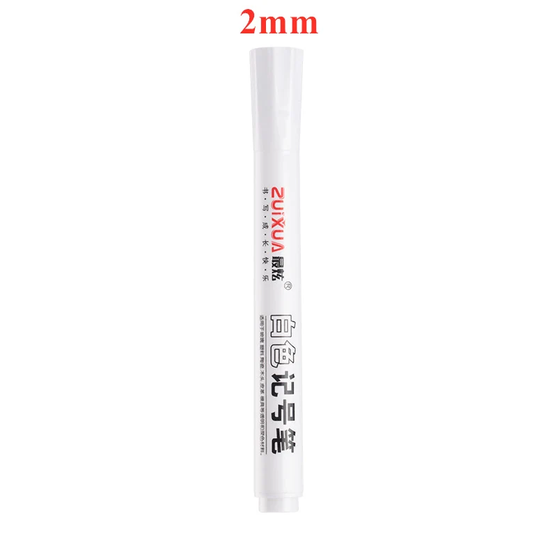 1/3/5 Stück weiße Markierungsstifte, 1,0 mm, 2,0 mm, schnell trocknend, permanent, ölig, wasserfest, Farbe, Reifenmarkierungen, Graffiti-Stifte
