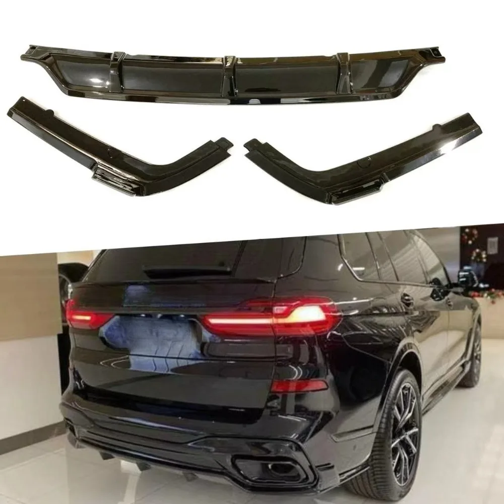 

For BMW X7 G07 2020-2026 Black Warrior Style 3 Pieces Gloss Black Thickened ABS Rear Bumper Lip Car Body Styling Kit Accessories