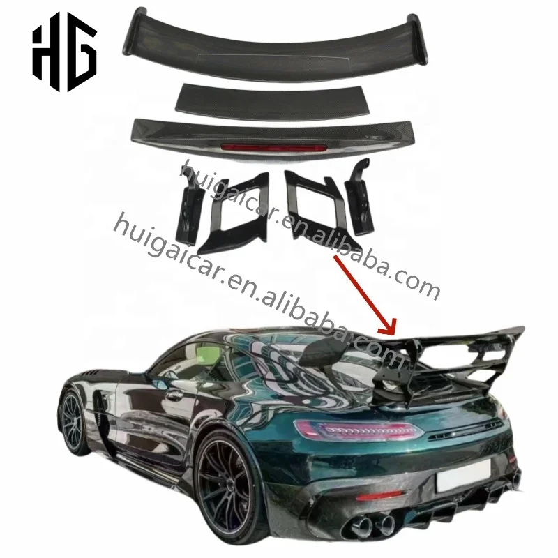 

High Quality 3K Glossy Carbon Fiber Rear Bumper Splitter Spoiler Wing for Mercedes Bens AMG GT Upgrade to BBS Style Car Spoilers