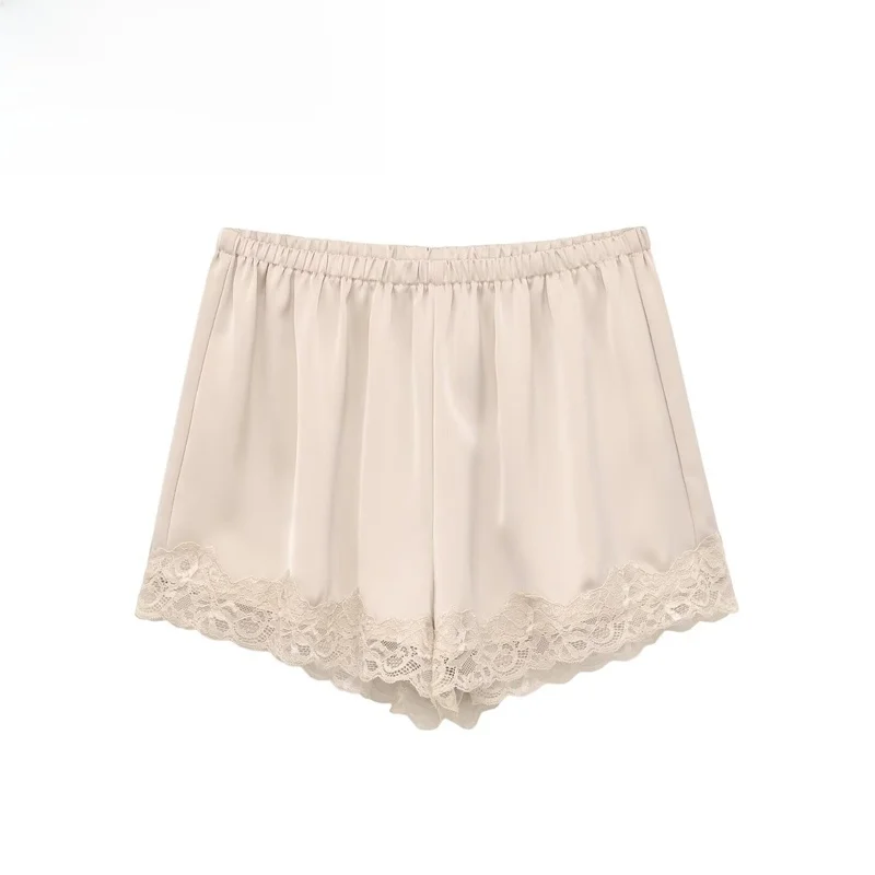 Fashionable Casual Lace Short Pants Women's High Waist Straight Leg Polyester Fiber Versatile Short Shorts Quality Texture
