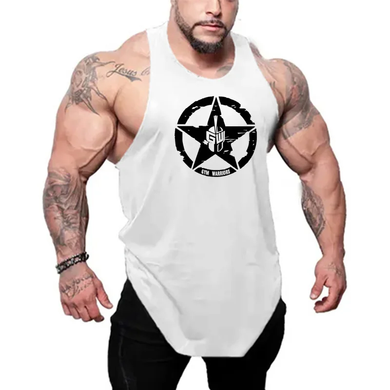 Men Cotton Running Vest Y-Back Plain Shoulder Gym Workout Tank Top Breathable Training Fitness Sleeveless Sport Top Pumping iron