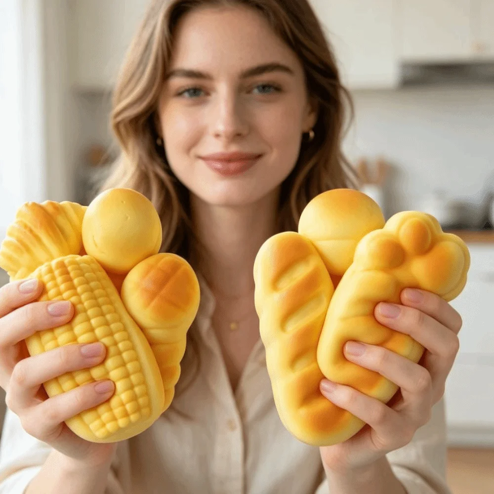 Shapeable Slow Rebound Simulated Bread Toy Squeezing Random Style Fake Bread Toy Soft Sensory Fidget Toy Kids Gifts