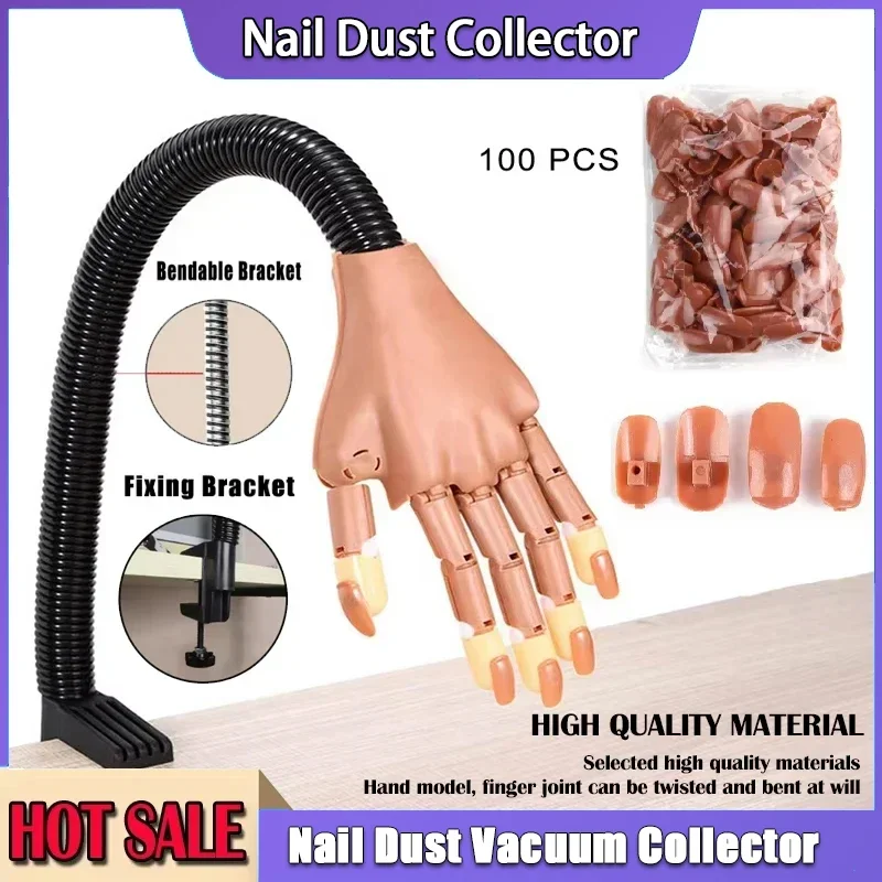 

Nail Art Practice Manicure Hand Practice Finger Acrylic Nail Tips with 100pcs Fake Nails Nail Training Equipment Tools