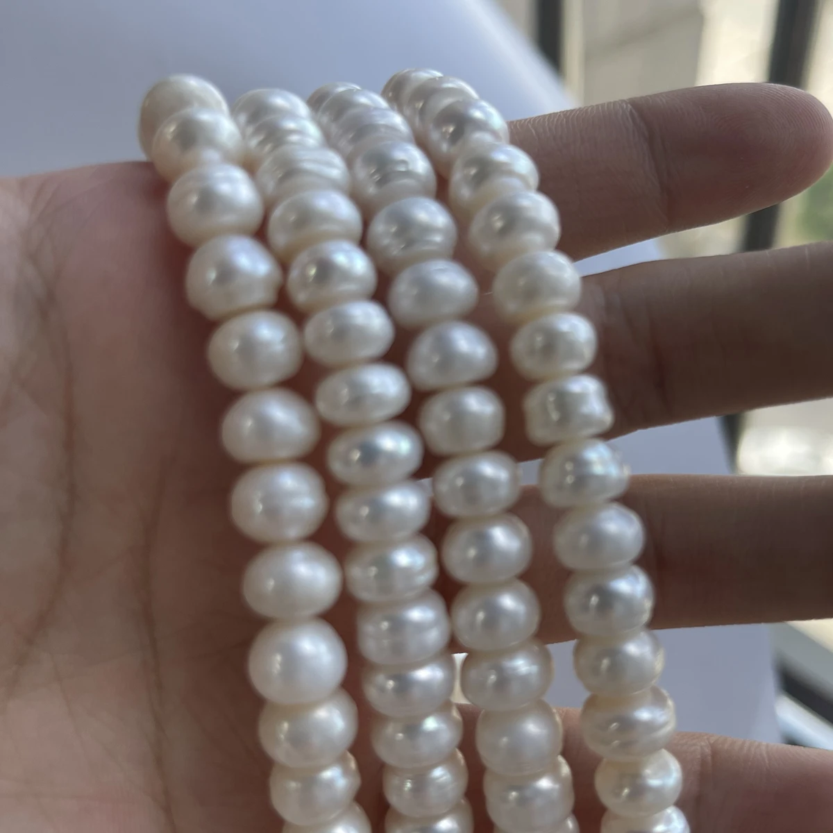 لؤلؤ المياه العذبة الطبيعية على البخار الخبز اللؤلؤ 8-9 مللي متر لصنع المجوهرات سوار ذاتي الصنع أقراط قلادة الإكسسوار