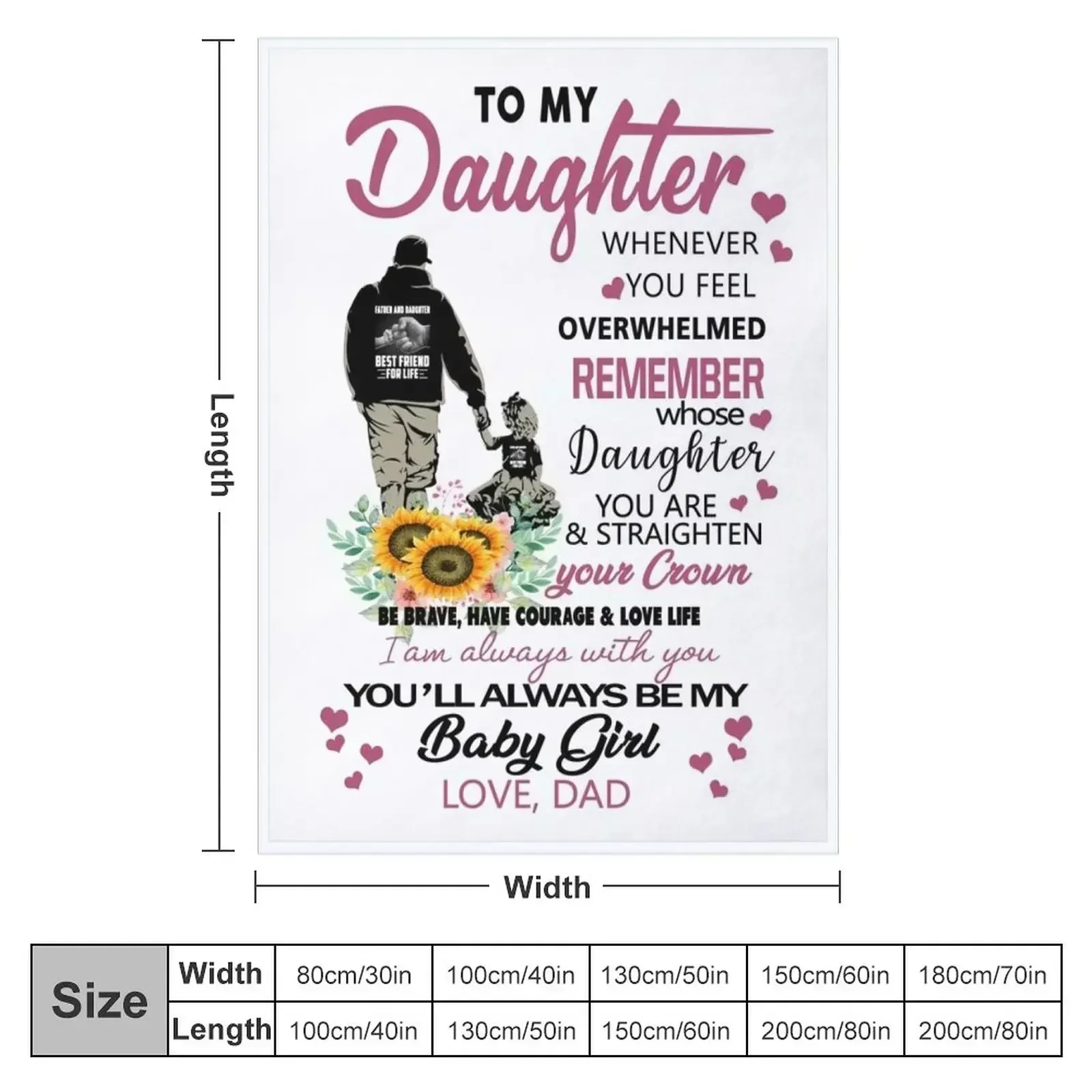 To My Daughter - My Baby Girl Throw Blanket couch cozy soft plush fuzzy picnic outdoor blanket